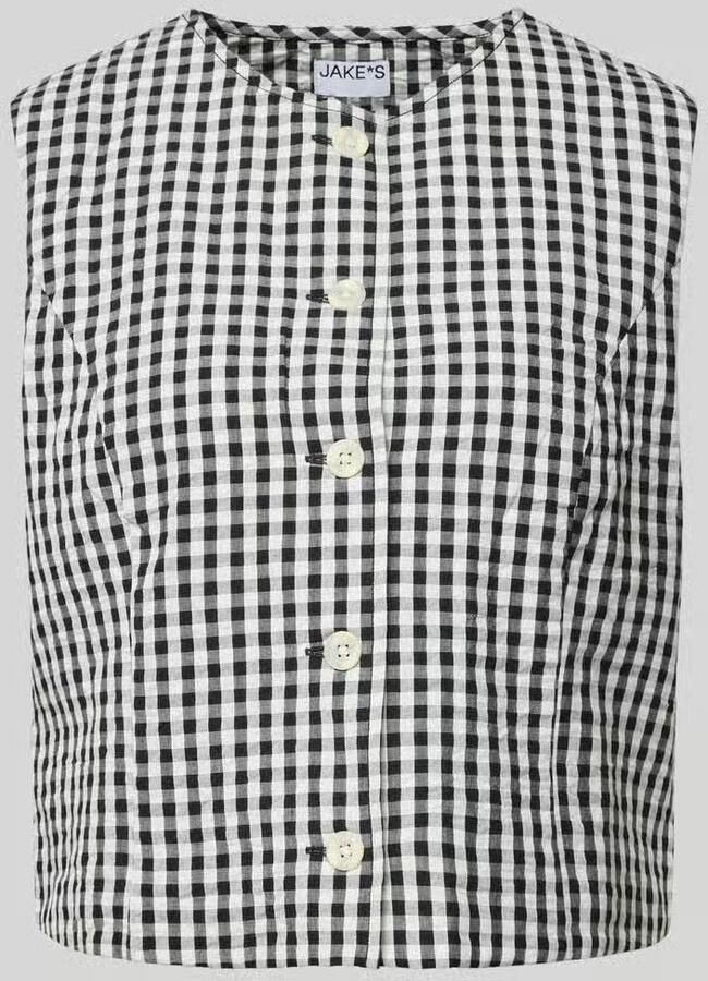 Jake*s Casual Bodywarmer in all-over look met ronde hals - Foto 2