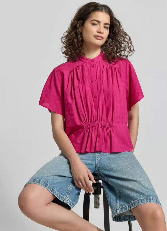 Jake*s Casual boxy fit blouse met korte mouwen van puur katoen