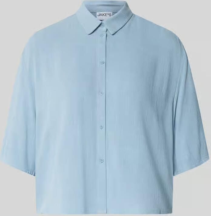 Jake*s Casual boxy fit blouse van mix van viscose en linnen in all-over look - Foto 2