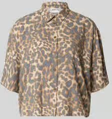 Jake*s Casual boxy fit blouse van mix van viscose en linnen in all-over look