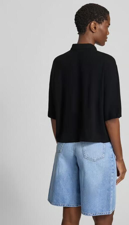 Jake*s Casual boxy fit blouse van mix van viscose en linnen in all-over look - Foto 3