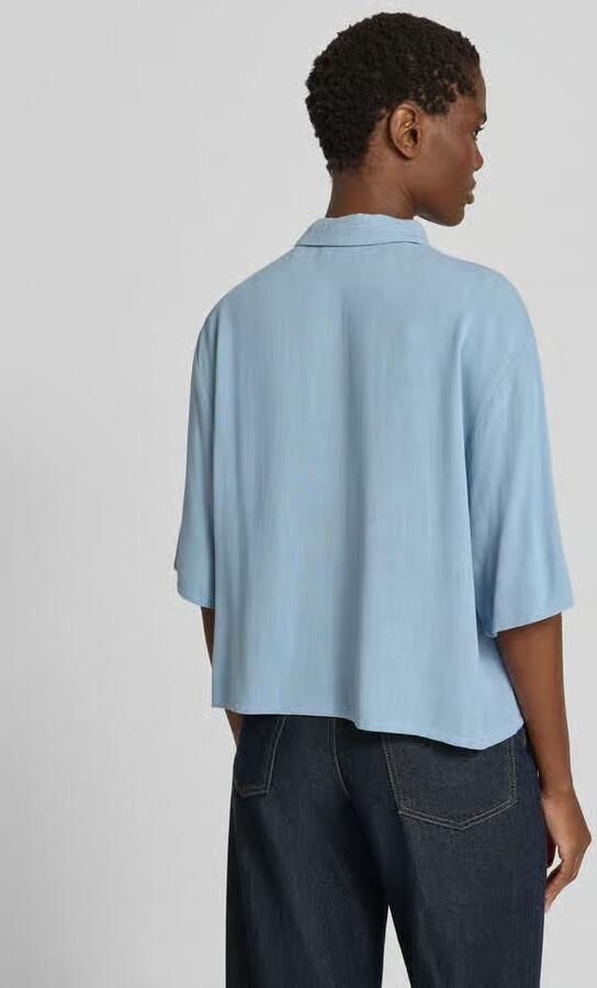 Jake*s Casual boxy fit blouse van mix van viscose en linnen in all-over look - Foto 2