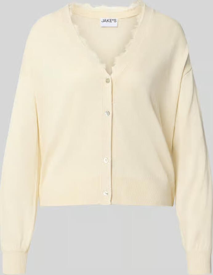 Jake*s Casual cardigan met v-hals en met kant
