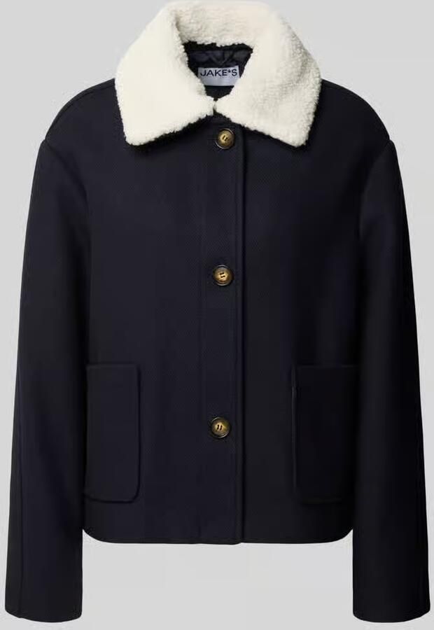 Jake*s Casual Boxy fit lange jas met wol