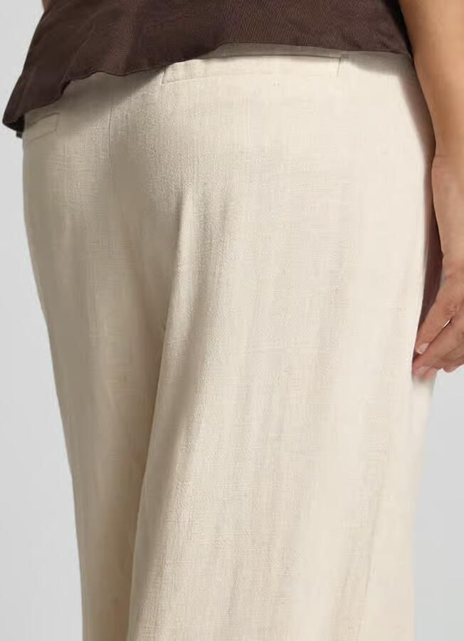Jake*s Casual Broek van viscose-linnenmix met elastische tailleband
