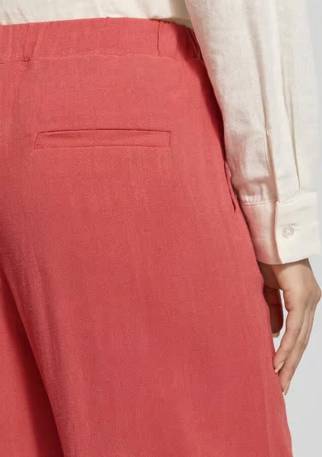 Jake*s Casual Broek van viscose-linnenmix met elastische tailleband