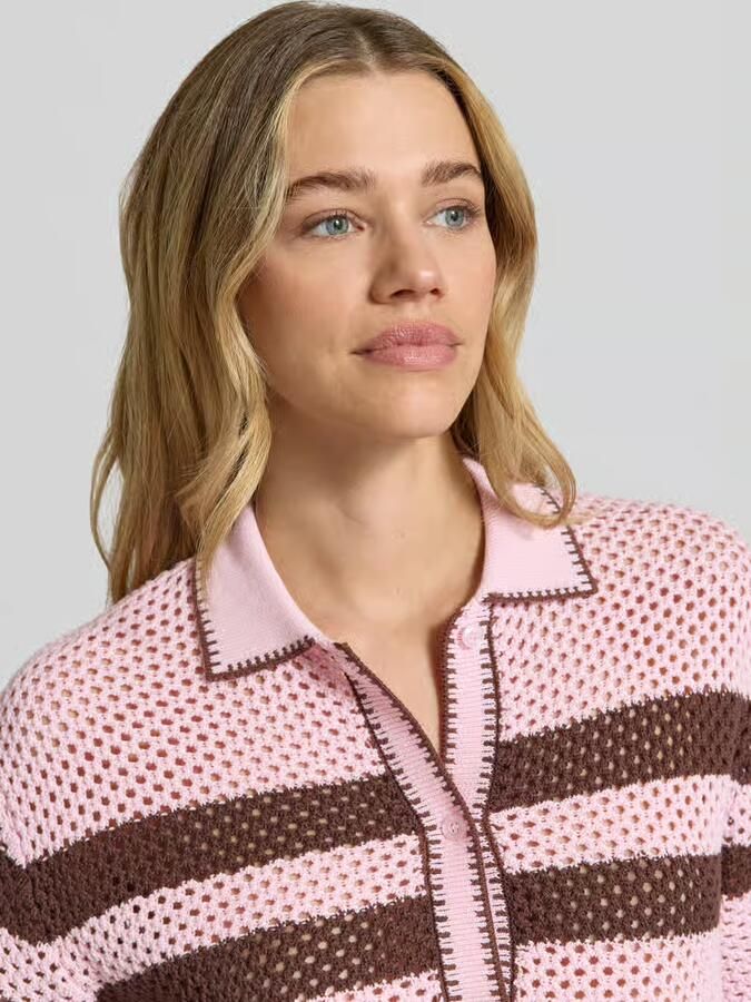 Jake*s Casual Cardigan met polokraag en 1 2-mouwen
