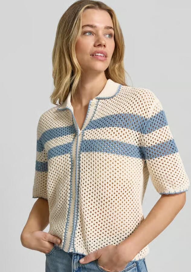 Jake*s Casual Cardigan met polokraag en 1 2-mouwen
