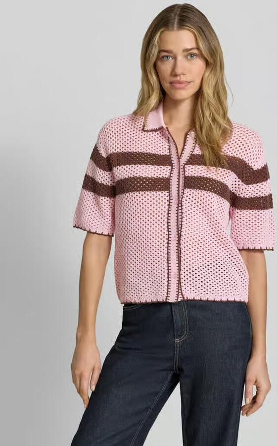 Jake*s Casual Cardigan met polokraag en 1 2-mouwen - Foto 3