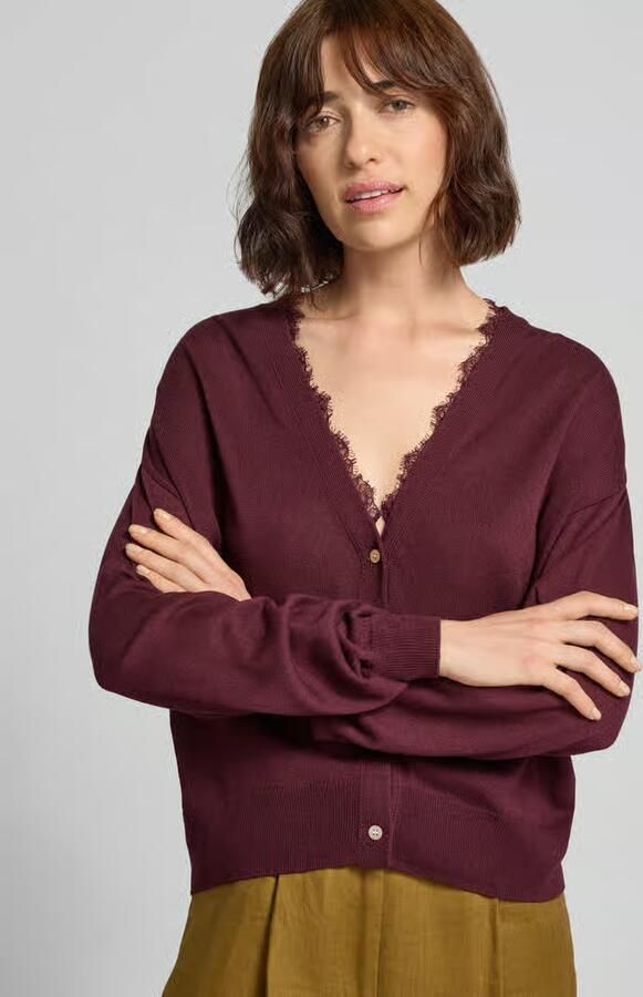 Jake*s Casual cardigan met v-hals en met kant