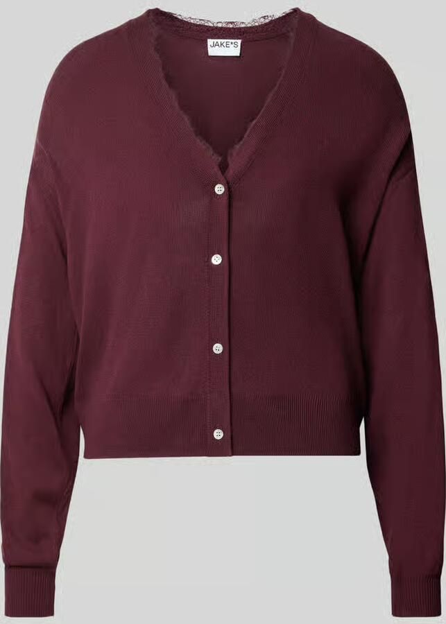 Jake*s Casual cardigan met v-hals en met kant - Foto 2