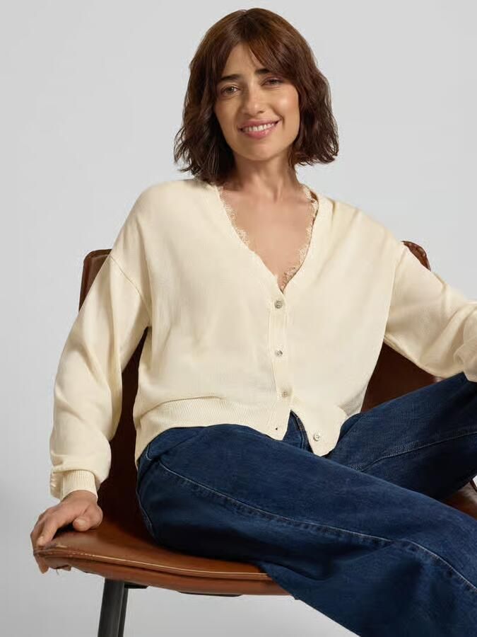 Jake*s Casual cardigan met v-hals en met kant - Foto 2