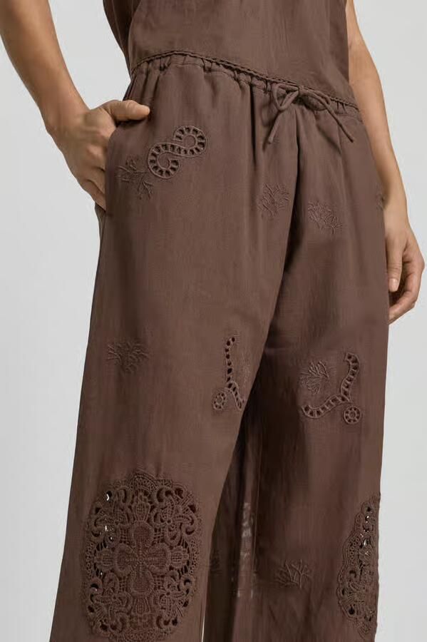 Jake*s Casual Culotte met ajourwerk en steekzakken