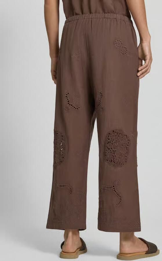 Jake*s Casual Culotte met ajourwerk en steekzakken