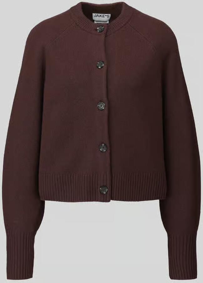 Jake*s Casual Gebreid jack van pure wol met labeldetail