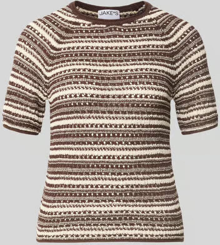 Jake*s Casual Gebreid shirt in all-over look met rolzoom