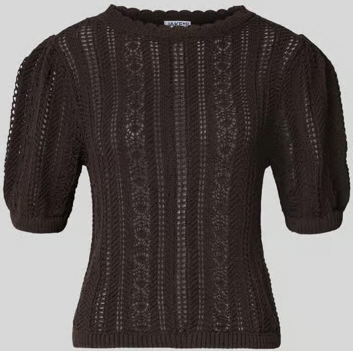 Jake*s Casual Gebreid shirt met ronde hals en golvende zoom