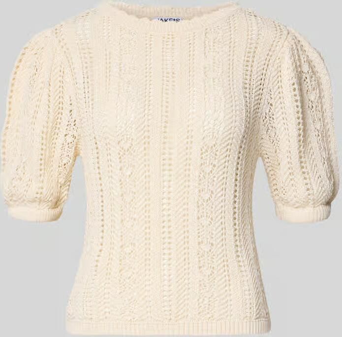 Jake*s Casual Gebreid shirt met ronde hals en golvende zoom
