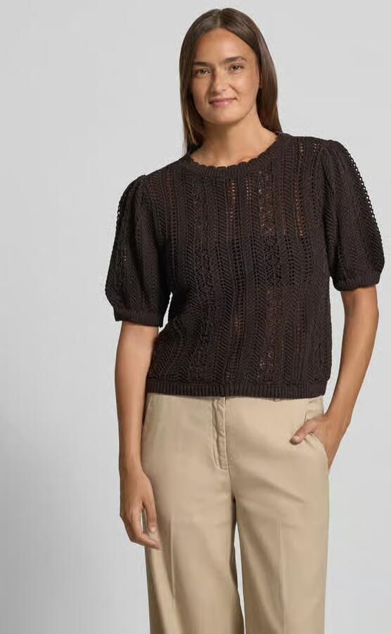 Jake*s Casual Gebreid shirt met ronde hals en golvende zoom - Foto 2