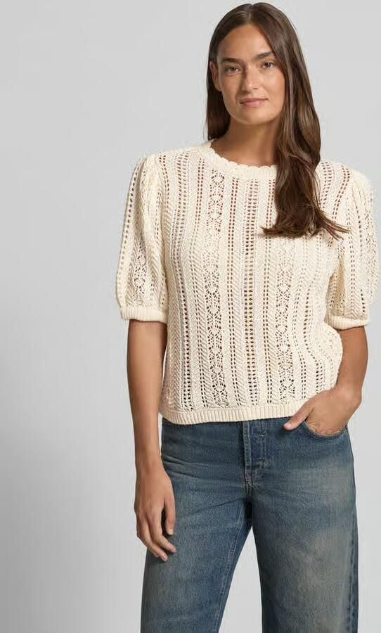 Jake*s Casual Gebreid shirt met ronde hals en golvende zoom - Foto 3