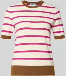 Jake*s Casual Gebreid shirt van viscosemix met ronde hals