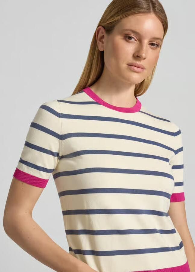 Jake*s Casual Gebreid shirt van viscosemix met ronde hals - Foto 2