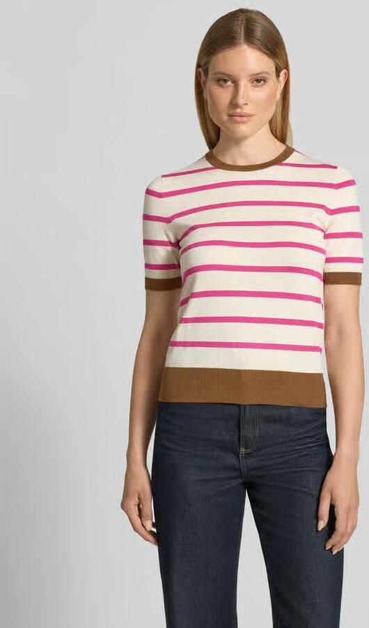 Jake*s Casual Gebreid shirt van viscosemix met ronde hals - Foto 2