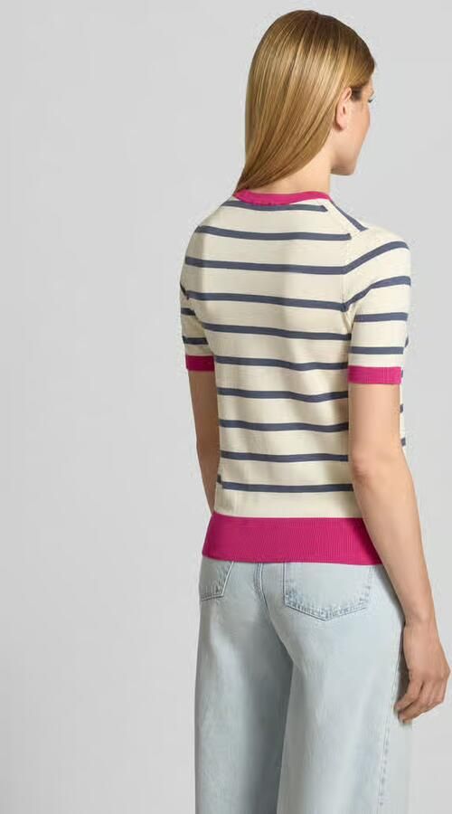 Jake*s Casual Gebreid shirt van viscosemix met ronde hals