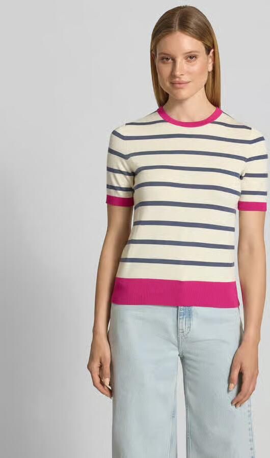 Jake*s Casual Gebreid shirt van viscosemix met ronde hals - Foto 4