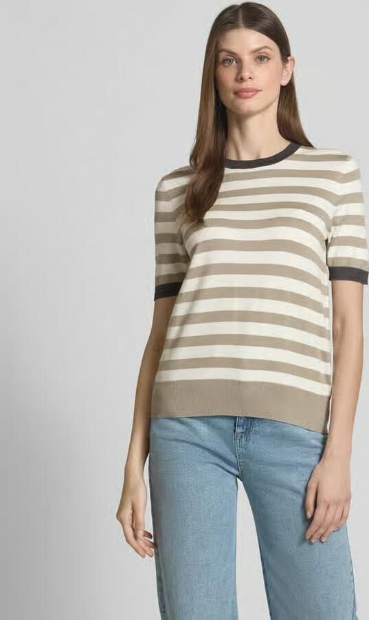 Jake*s Casual Gebreid shirt van viscosemix met streepmotief - Foto 2