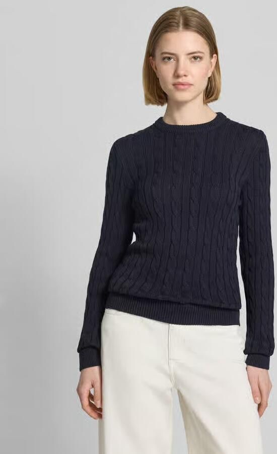 Jake*s Casual Gebreide pullover met kabelpatroon en ronde hals - Foto 3