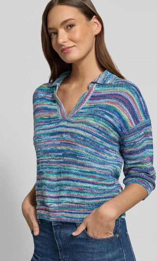 Jake*s Casual Gebreide pullover met V-hals en 3 4-mouw