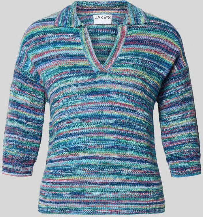 Jake*s Casual Gebreide pullover met V-hals en 3 4-mouw - Foto 2