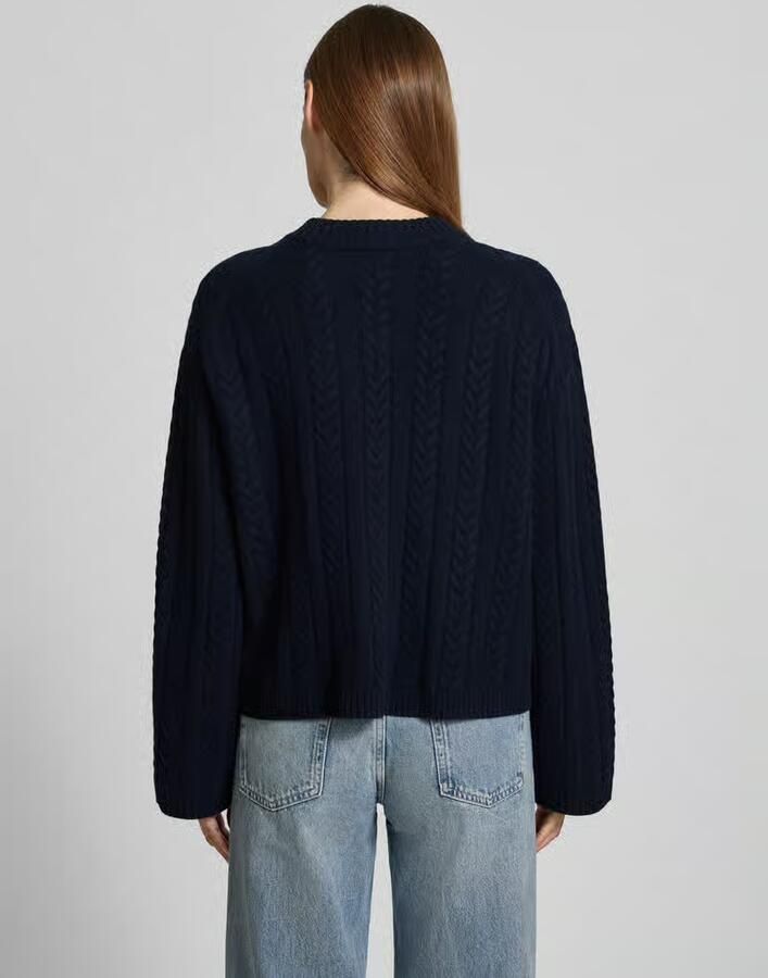 Jake*s Casual Gebreide pullover van wol met kabelpatroon