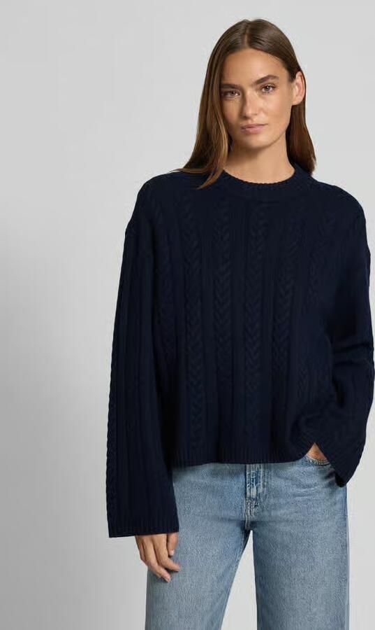 Jake*s Casual Gebreide pullover van wol met kabelpatroon - Foto 2