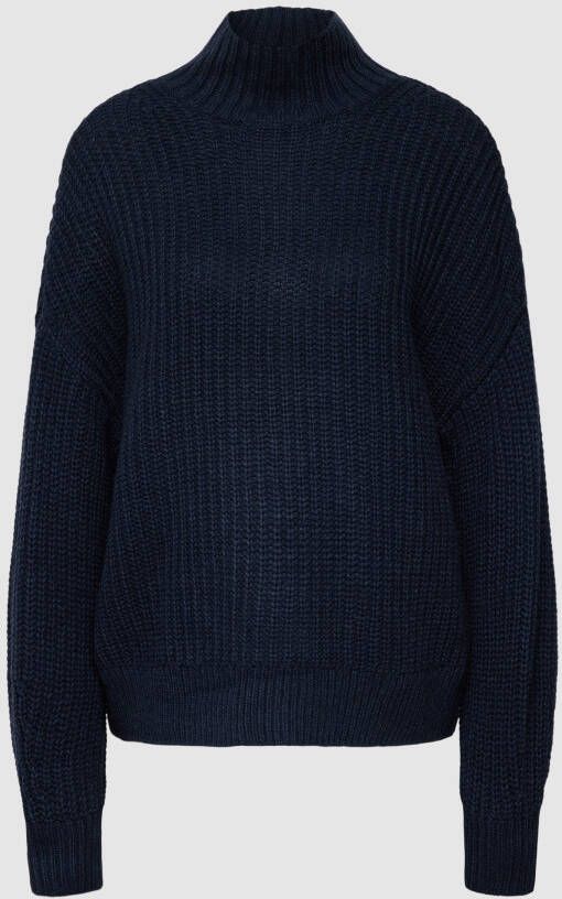 Jake*s Casual Gebreide pullover van wolmix met opstaande kraag