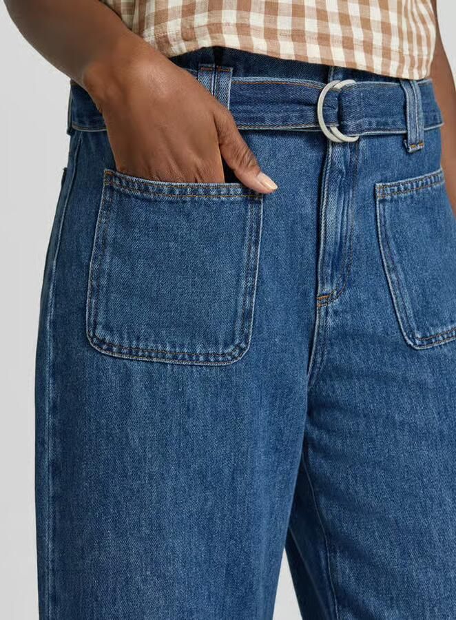 Jake*s Casual jeans met opgestikte zakken en riem