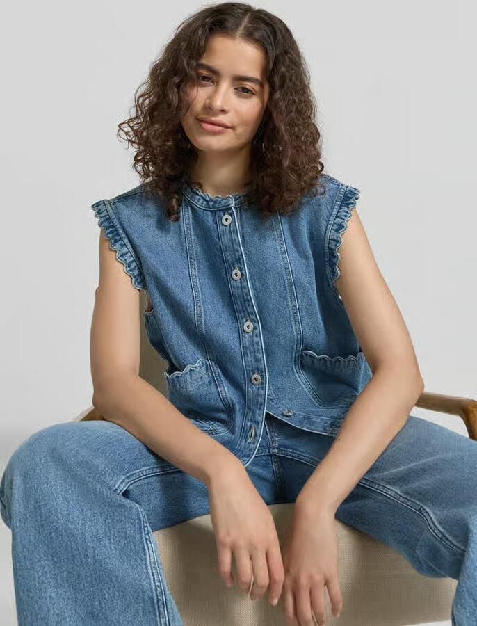 Jake*s Casual jeansgilet met steekzakken