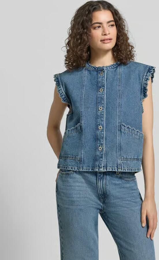 Jake*s Casual jeansgilet met steekzakken - Foto 4