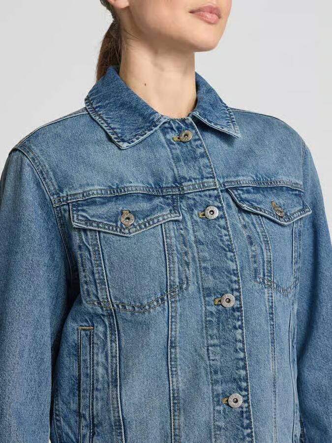 Jake*s Casual Jeansjack met paspelzakken op de borst