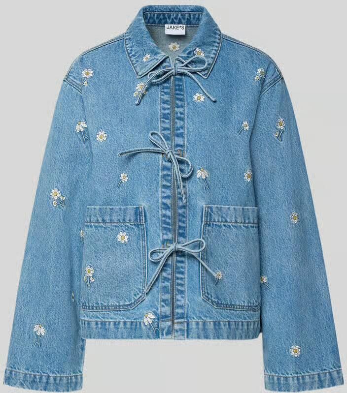 Jake*s Casual Jeansjack met Stitchings en Vetersluiting - Foto 2