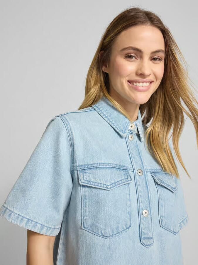 Jake*s Casual Knielange jeansjurk met opgestikte borstzakken