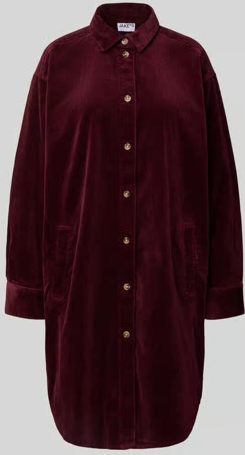 Jake*s Casual Knielange overhemdjurk van corduroy