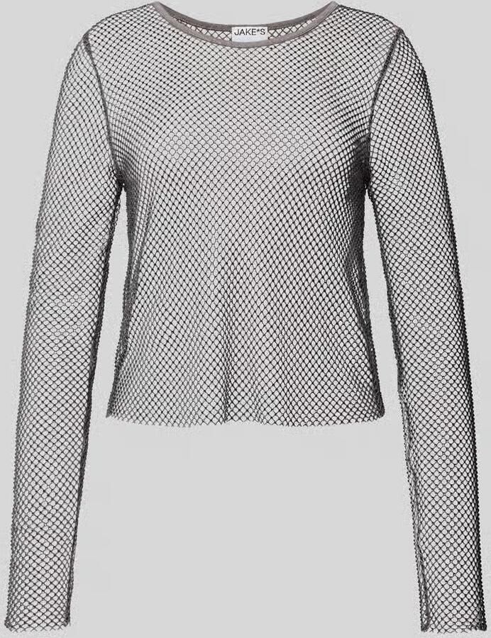 Jake*s Casual Kort shirt met lange mouwen en broderie anglaise