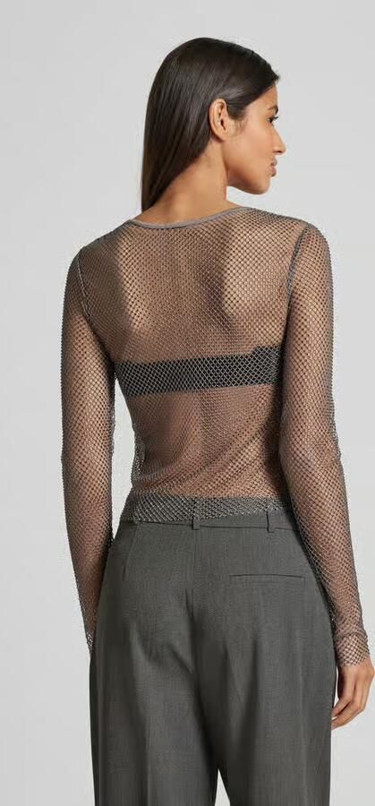 Jake*s Casual Kort shirt met lange mouwen en broderie anglaise - Foto 4