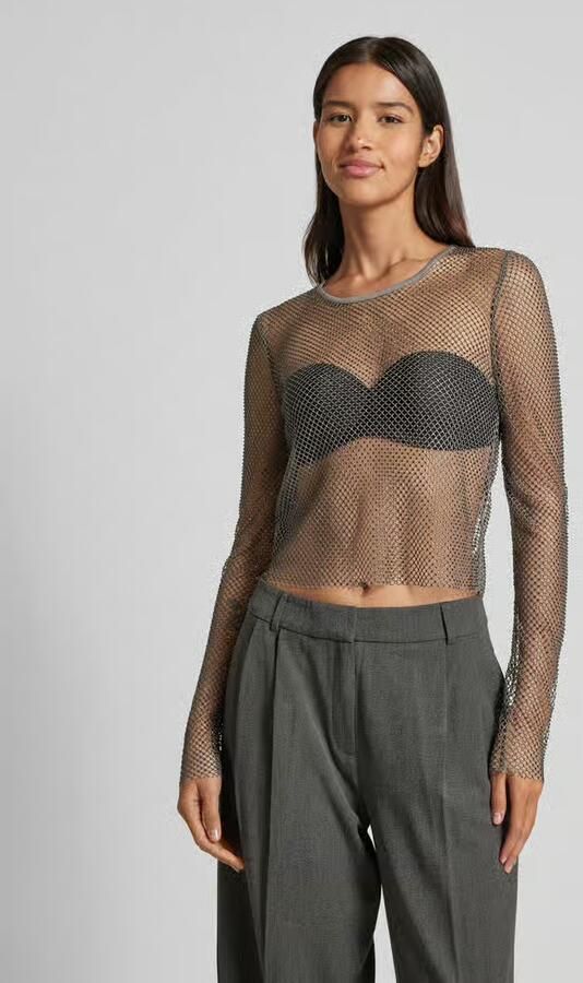 Jake*s Casual Kort shirt met lange mouwen en broderie anglaise - Foto 3