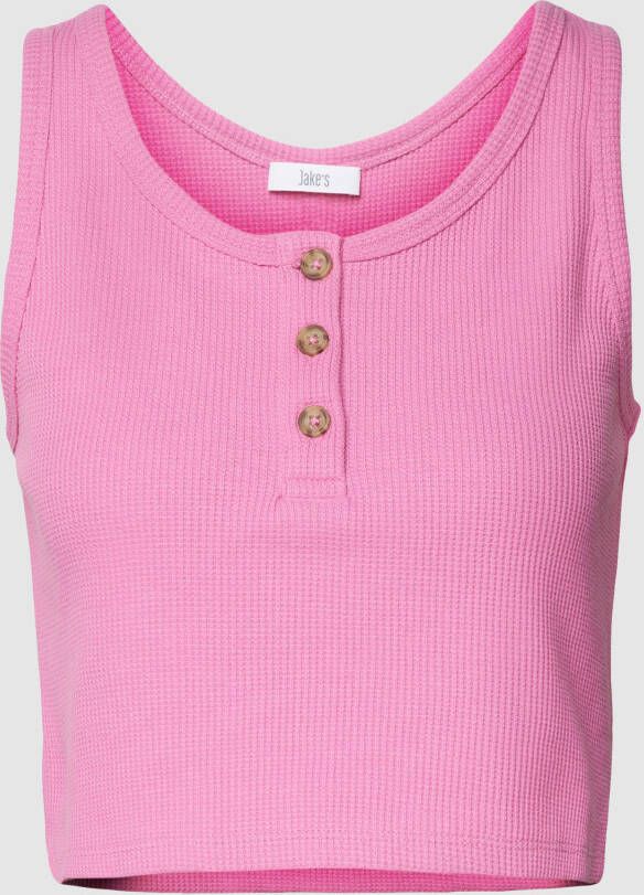 Jake*s Casual Korte top met korte knoopsluiting