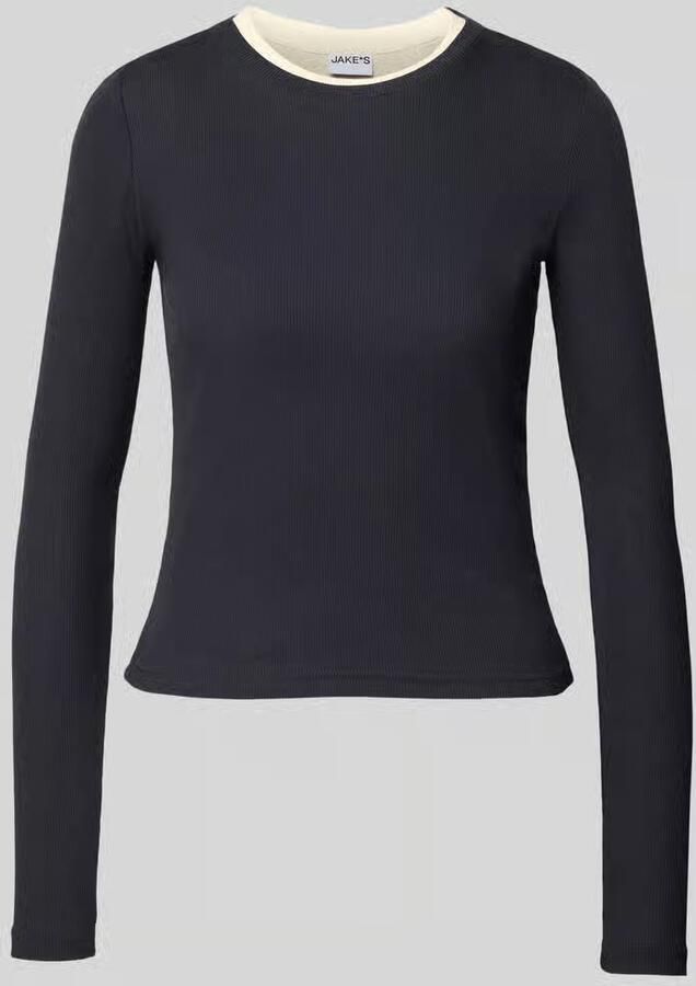 Jake*s Casual Longsleeve met ronde hals