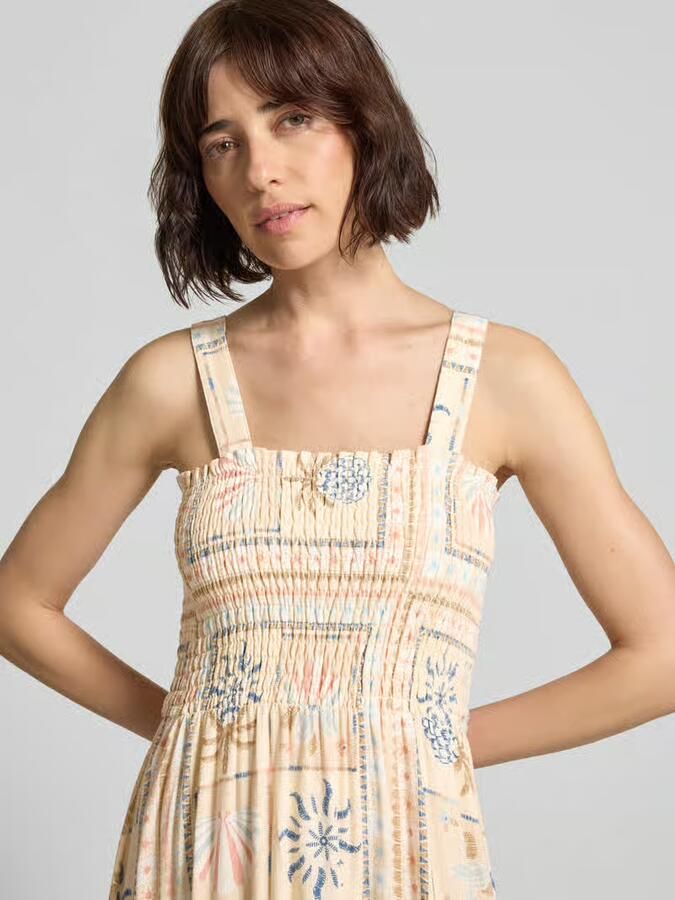 Jake*s Casual Maxijurk van viscosemix met smokdetails