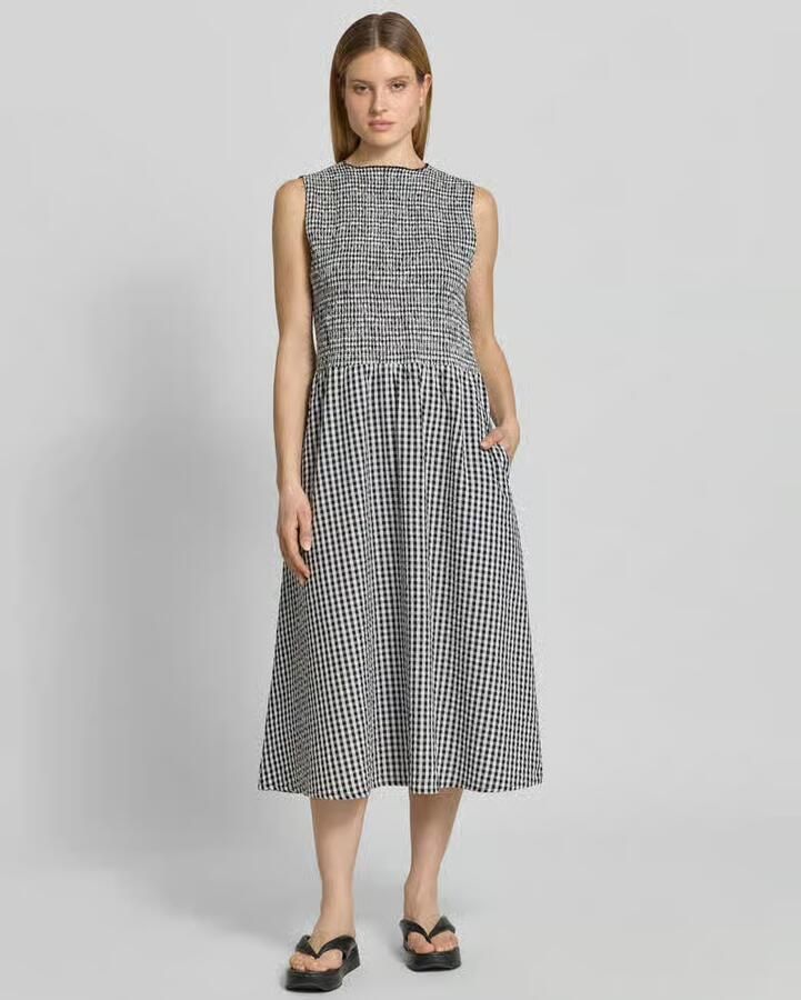 Jake*s Casual midi-jurk met smokdetail en steekzakken - Foto 2